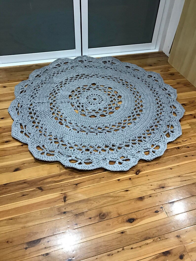 Rug, Crochet Floor Rug, Round Rug, decorative floor rug, nursery rug, mandala rug image 6