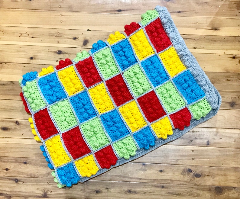 Brick Crochet Blanket Colourful Blocks Blanket All Colours Etsy