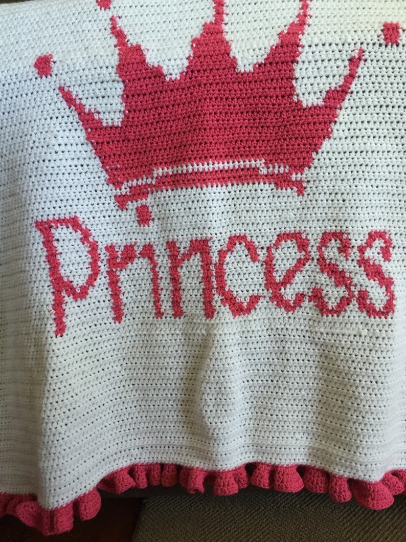 Crochet Princess Blanket With Ruffle Edging Baby Blanket Etsy