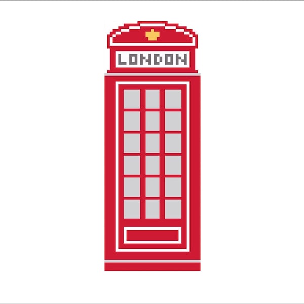 London Phone Booth Needlepoint Chart