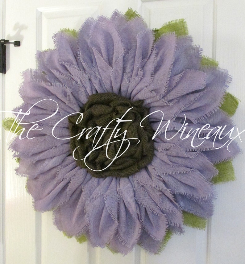 Spring Summer Burlap Flower Wreath Sunflower Door Hanger Free Shipping Extra Thick Light Violet Burlap Sunflower Wreath Burlap Wreath