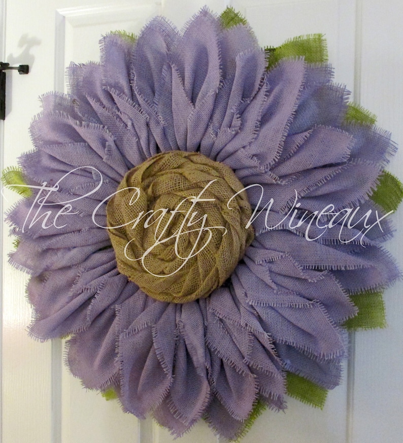 Spring Summer Burlap Flower Wreath Sunflower Door Hanger Free Shipping Extra Thick Light Violet Burlap Sunflower Wreath Burlap Wreath