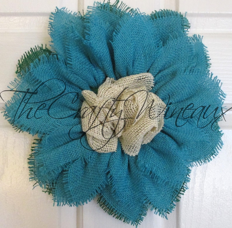 Spring Flower Wreath Sunflower Door Hanger Small Jade Blue Burlap Sunflower Wreath Summer Sunflower Burlap Wreath Free Shipping