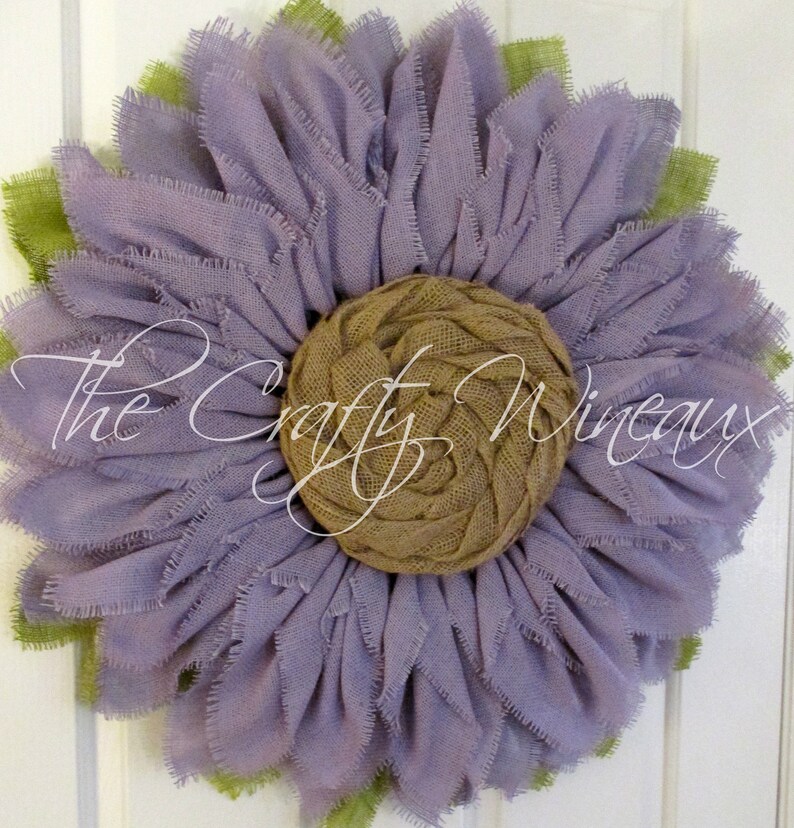 Spring Summer Burlap Flower Wreath Sunflower Door Hanger Free Shipping Extra Thick Light Violet Burlap Sunflower Wreath Burlap Wreath