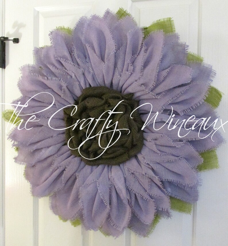 Spring Summer Burlap Flower Wreath Sunflower Door Hanger Free Shipping Extra Thick Light Violet Burlap Sunflower Wreath Burlap Wreath