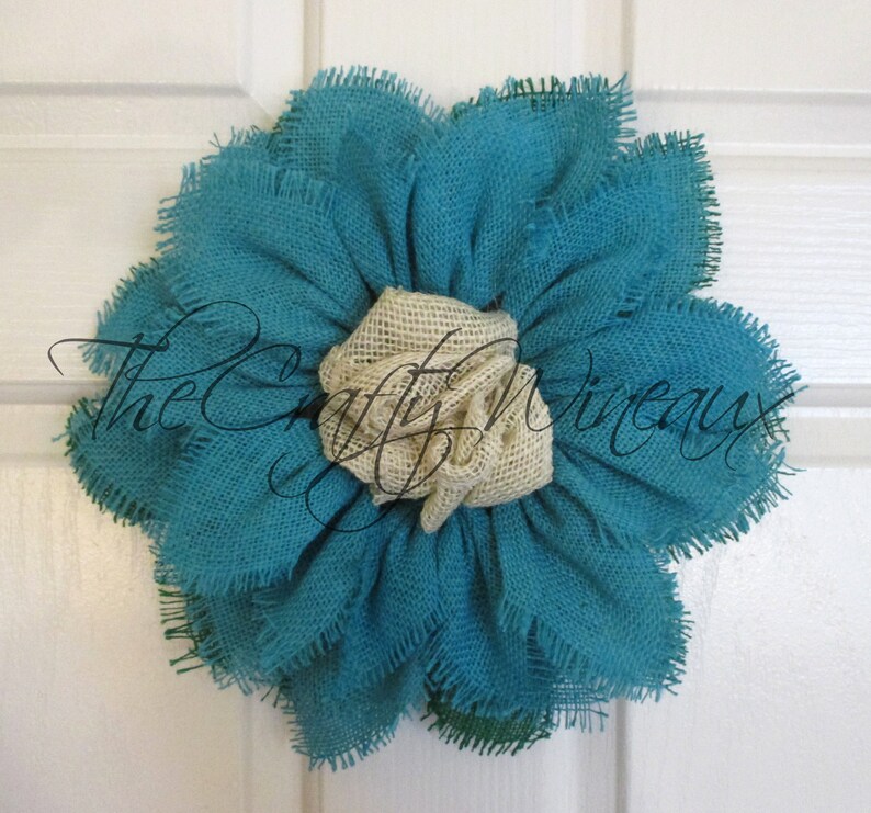 Spring Flower Wreath Sunflower Door Hanger Small Jade Blue Burlap Sunflower Wreath Summer Sunflower Burlap Wreath Free Shipping