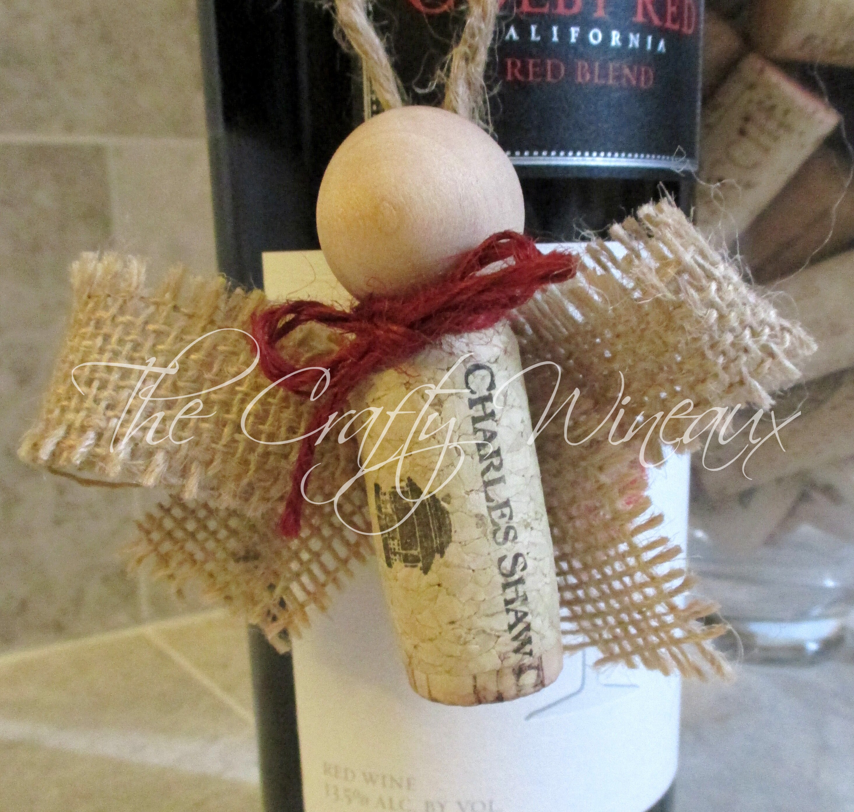 Free Shipping Lot of 3 Wine Cork Angels Burlap Twine and Etsy