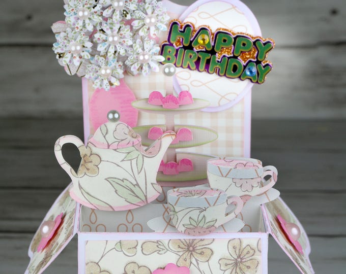 Tea Party Happy Birthday Tea Set Tea Time Tea Pot Pop up Etsy