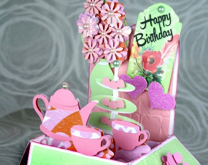 Happy Birthday Tea Set Tea Time Tea Pot Pop up Greeting Etsy