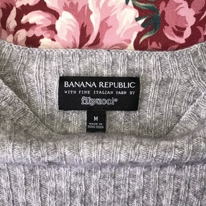 Vintage Ladies Banana Republic Italian Wool Sweater Cream & Gray Yarn by Filpucci Size M On the Shoulder peplum Flair Waist image 7