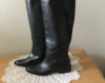 English Style Riding Boot - Sleek Black Leather - Dolce Vita Vero Cudo - Ladies Size 6 1/2 medium