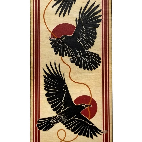 Three Crows Wood Print