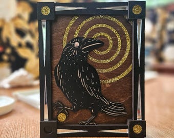 カラス科の動物のアートプリント：カラス、ワタリガラス、カササギ