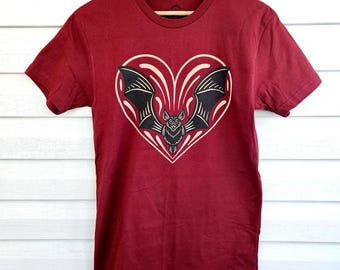 Bat Valentine Burgundy Unisex T-Shirt