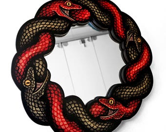 Ouroboros Wooden Wall Mirror
