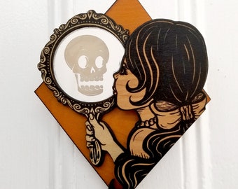 Mirror Girl Wood Plaque