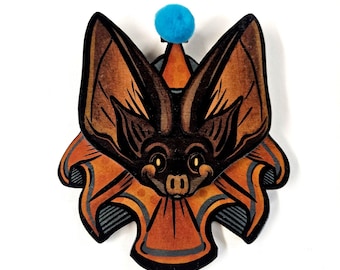 Clown Bat Head Wood Print