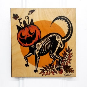 Cat O'Lantern Wood Print