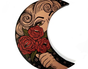 Moon Lady Wood Plaque