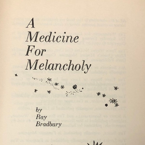 A Medicine For Melancholy, Ray Bradbury, 1959 / Vintage Ray Bradbury Book / Retro Bradbury Author / A Medicine For Melancholy Short Stories