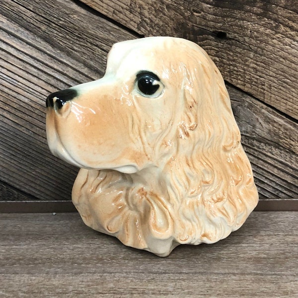 Royal Copley Cocker Spaniel Dog Vase / Vintage Cocker Spaniel Pottery Head Wall Vase / Retro Cocker Spaniel Dog Decor / Collectible Dog Vase