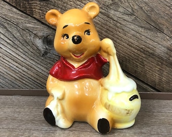 Winnie The Pooh Figurine / Disney Pooh Bear Ceramic Figurine / Disney Collectible Japan / Winnie The Pooh Hunny Honey Pot / Disney Souvenir