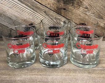 Set/6 Oldsmobile Open 1981 Glasses / Vintage Oldsmobile Cars Cocktail Glasses / Retro Oldsmobile Automobile Glasses / Collectible Oldsmobile