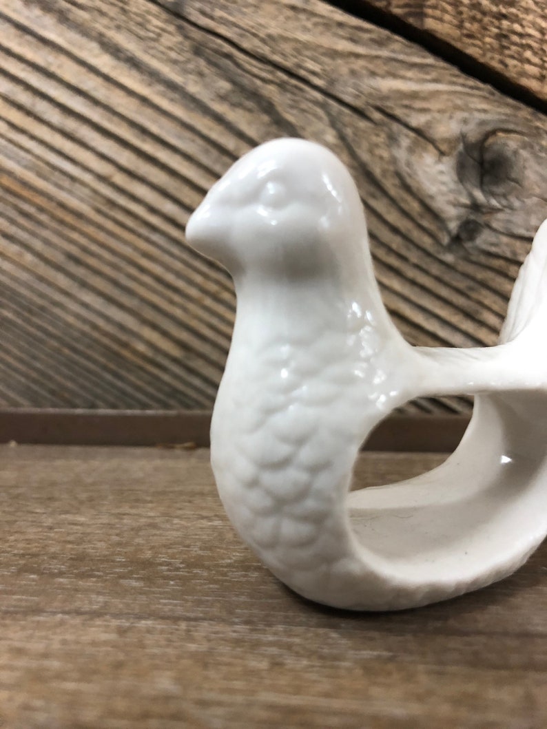 Set/4 Dove Napkin Rings / Vintage White Ceramic Bird Napkin Etsy