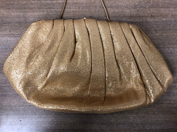 Gold Lame Evening Handbag / Vintage Gold Lame Coc… - image 7