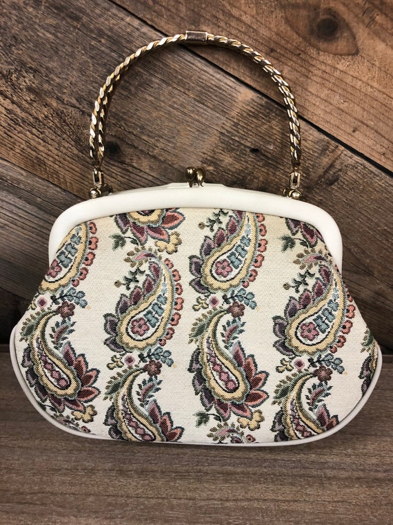 Paisley Print Handbag / Lou Taylor Miami Paisley … - image 5