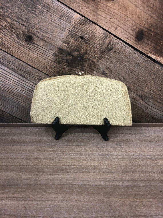 Gold Clutch Wallet / Vintage Gold Lame Womens Wall