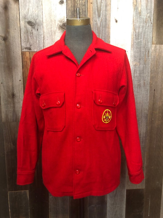 MEDIUM Boy Scouts Mens Red Wool Official Jacket /