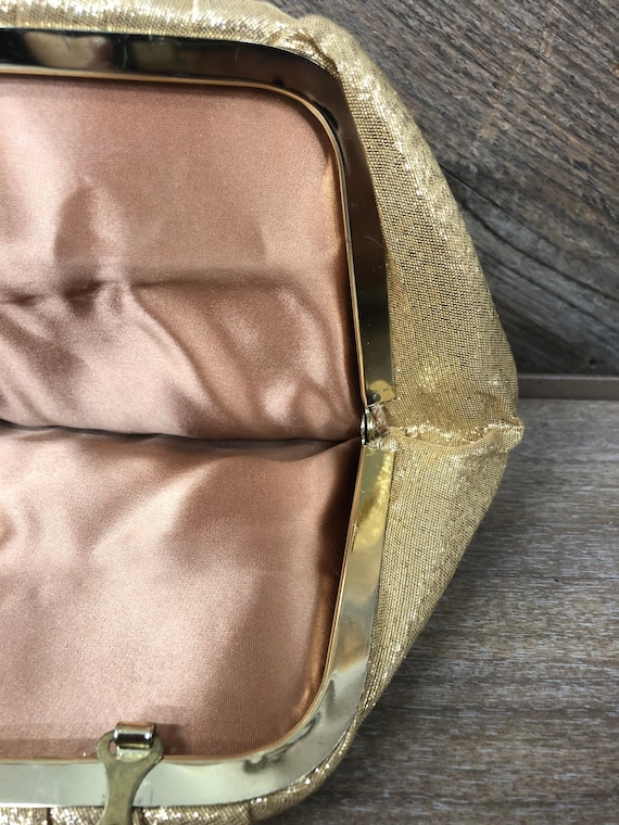 Gold Lame Evening Handbag / Vintage Gold Lame Coc… - image 3