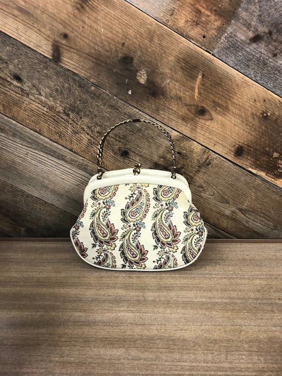 Paisley Print Handbag / Lou Taylor Miami Paisley … - image 1