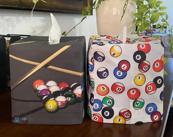 Pool Billiard Tissue Box Covers. Square Tissue box cover. Pool Tissue Box Cover. Game Tissue Box Cover. Sport Tissue Box Cover
