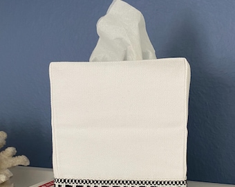 Linen Tissue Box Cover. Square Tissue box cover. Tissue Box Cover. Fabric Tissue Cover. Boho Tissue Box Cover. White Tissue Box Cover