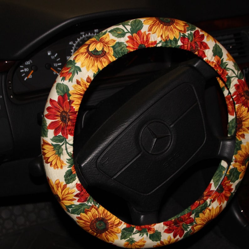 Sunflower Steering Wheel Cover / Floral Wheel Cover /yellow Etsy
