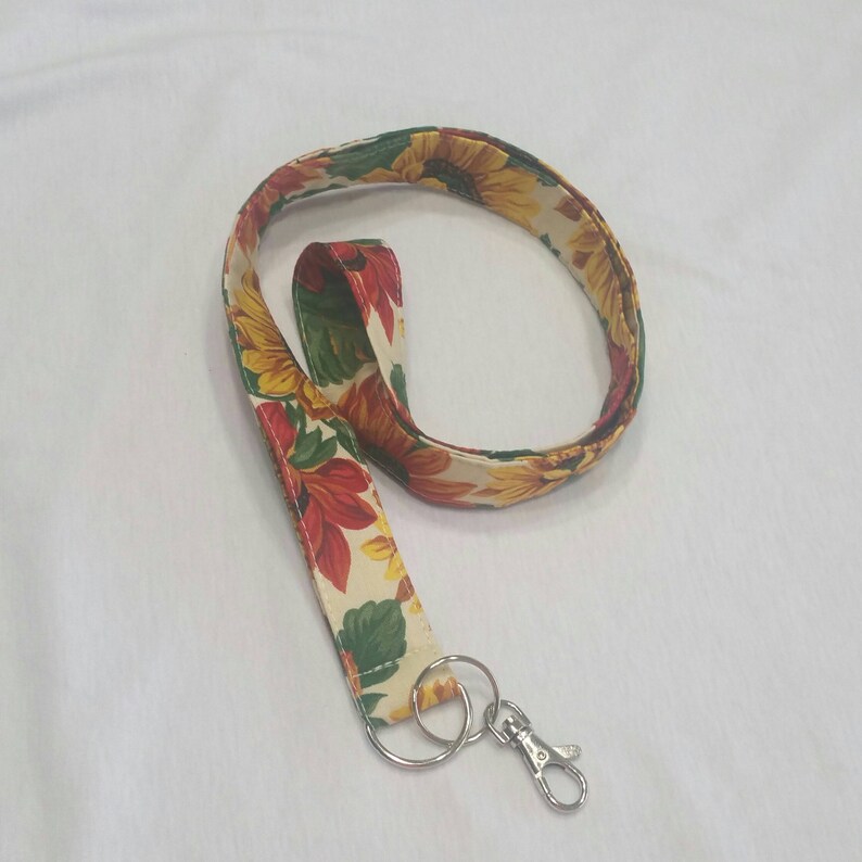 Sunflowers Lanyard / Floral Key Chain / ID Holder Lanyard / Etsy