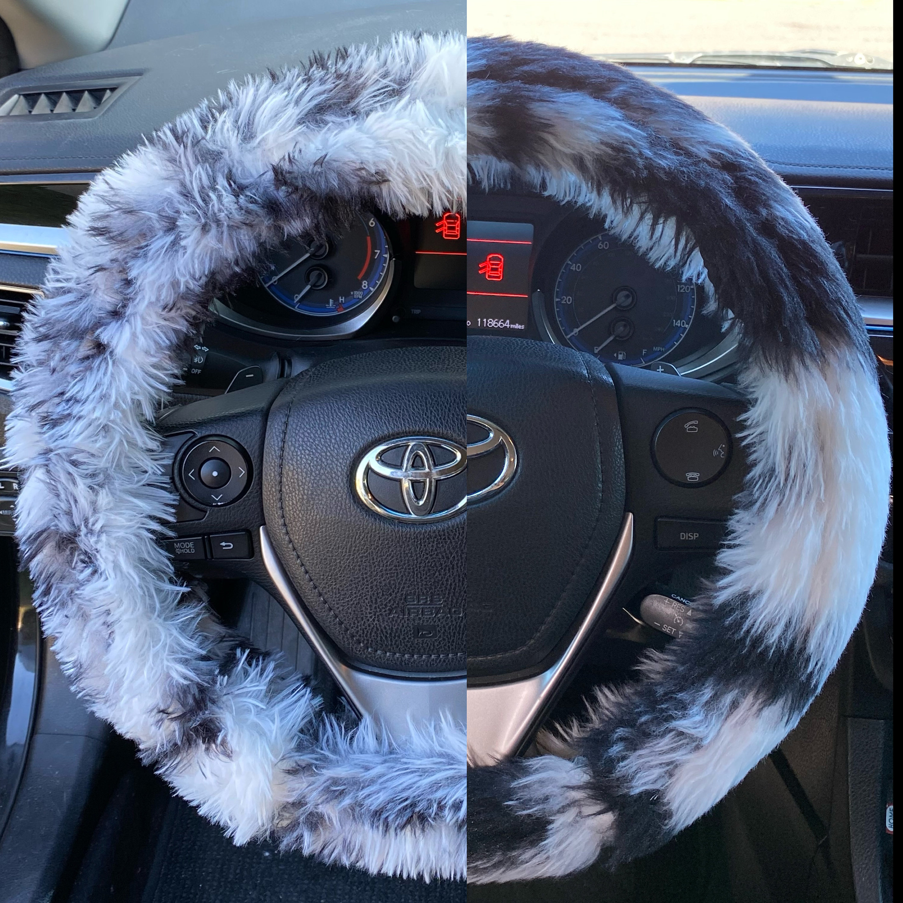 Hot Pink Minky Plush Rosette Soft Faux Fur Steering Wheel Cover