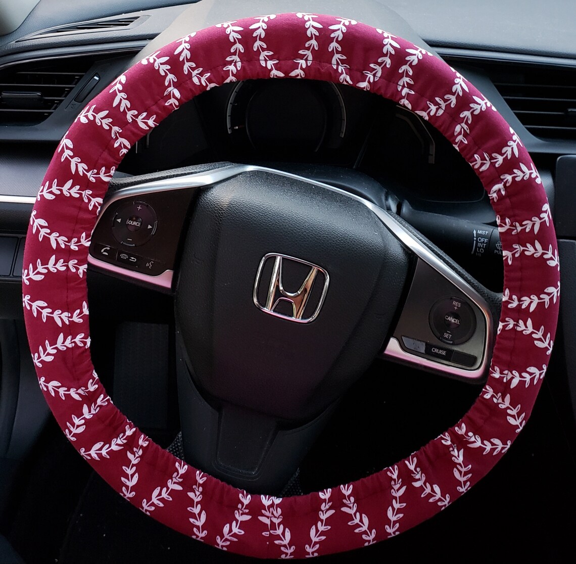 Burgundy With White Stems Steering Wheel Cover Car Etsy