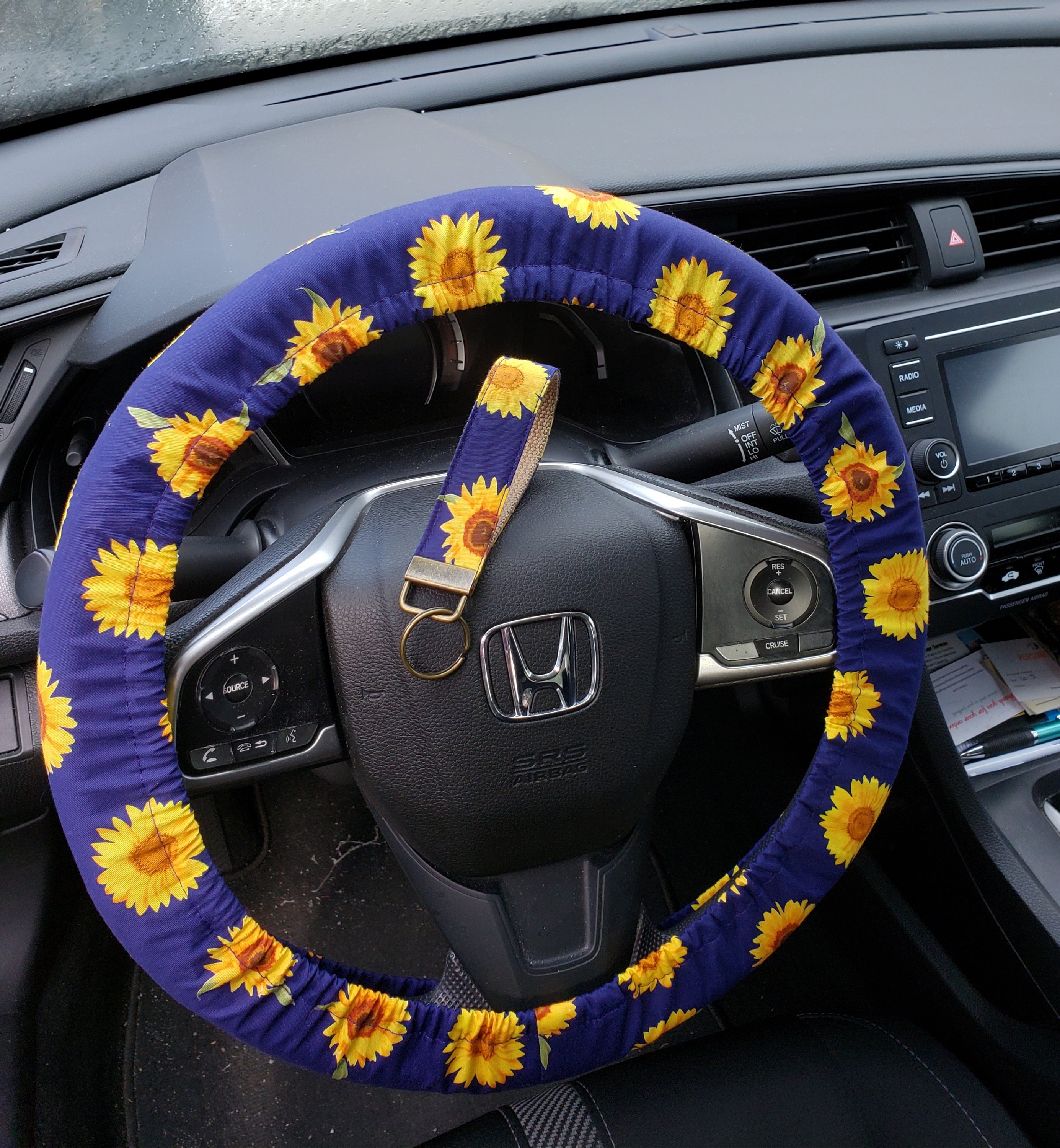 Swono Daisy Floral Car Steering Wheel Cover Cute Daisy Flower Pattern Safe  Driving Anti-Slip Durable Steering Wheel Protection No Smell Universal 15
