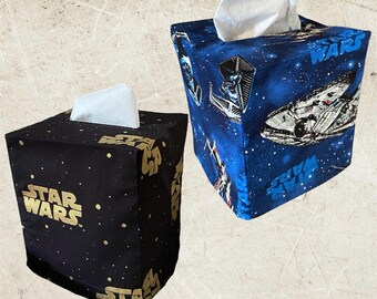 Cotton Tissue Box Cover. Square Tissue box cover. Tissue Box Cover.Fabric Tissue Cover. Classic Movie Theme.Kids Room. Play Room.Movie Fan.