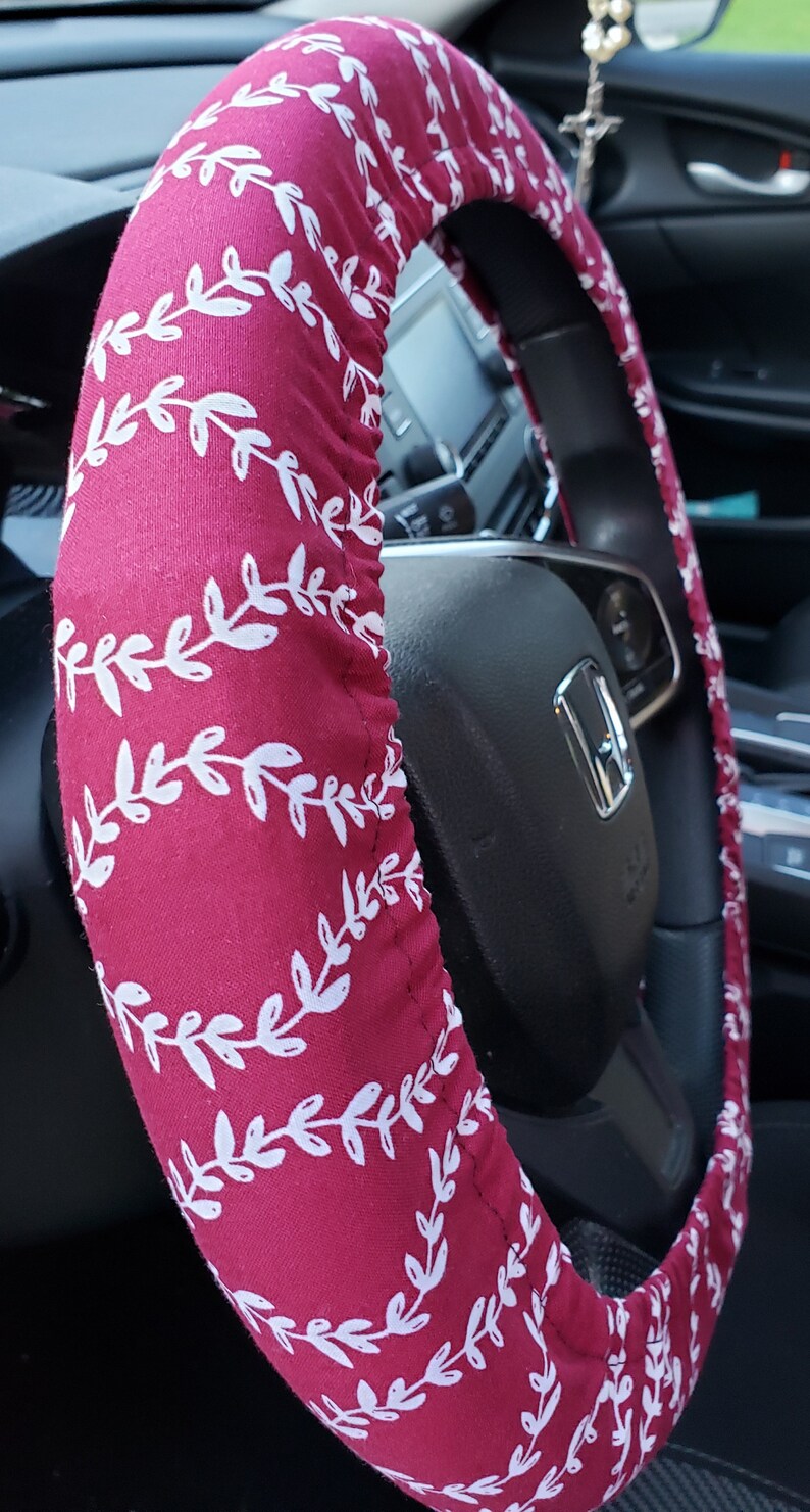 Burgundy With White Stems Steering Wheel Cover Car Etsy
