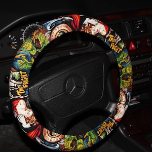 Horror Movie Poster Greats /Steering Wheel Cover / Seat Belt Cover Frankenstein Werewolf Dracula Vampire Monsters Car accessories.