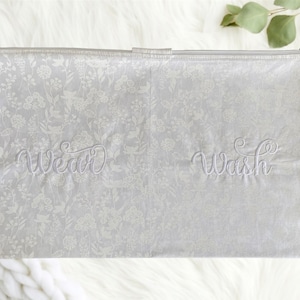 White with White Floral Lingerie Travel Bag / Hostess gift idea / Girls Gift / Wear & Wash laundry bag / Bridesmaid gift idea / Laundry Bag