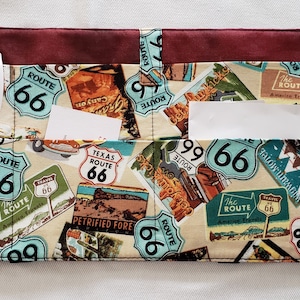 Cowboy Hat/Route 66/Indian Fabrics Visor Organizer - Car Accessories - Men Car Accessories - Travel Organizer - Sun Visor Organizer -