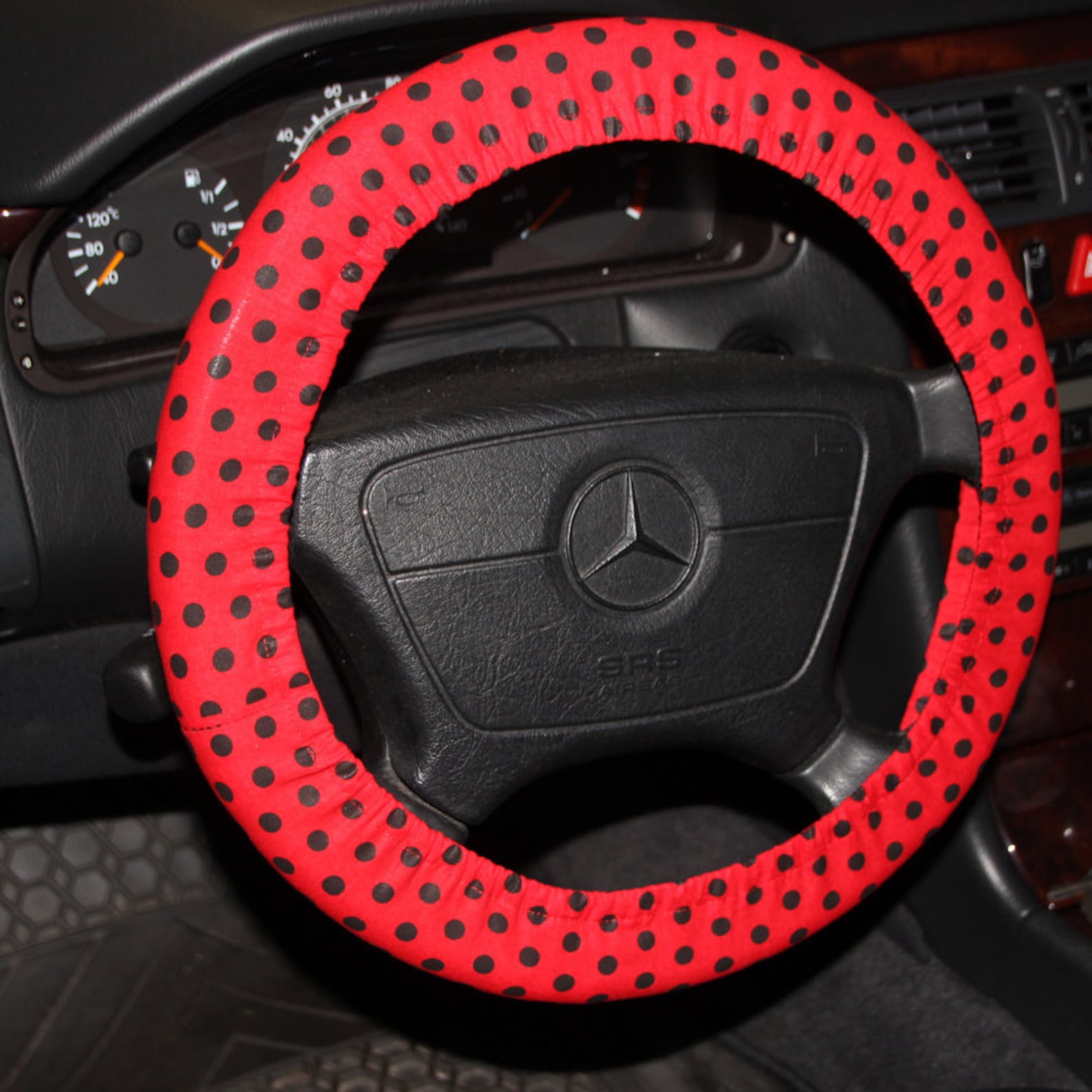 Steering Wheel Cover / Red With Black Polka Dots Wheel Cover / Etsy