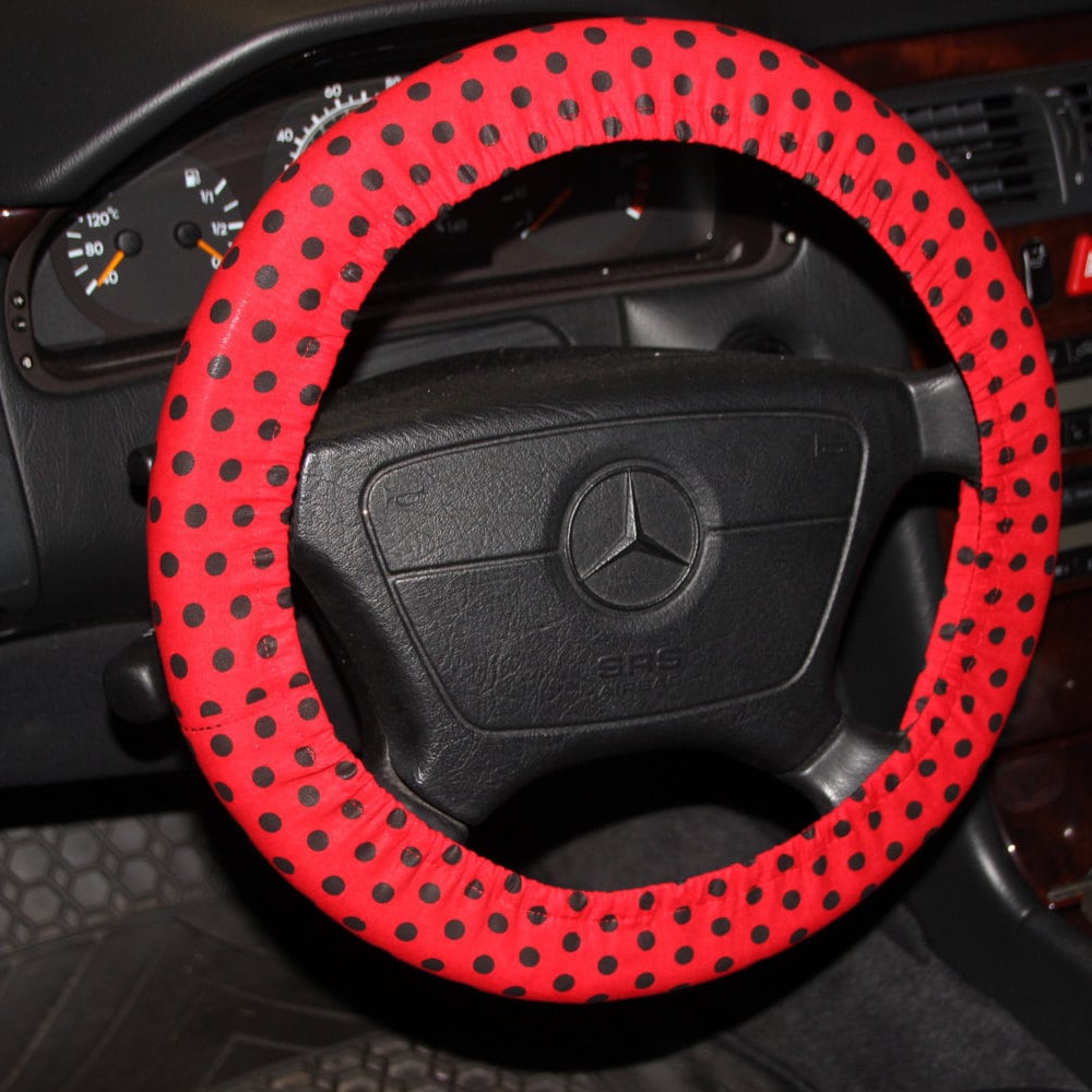 Steering Wheel Cover / Red With Black Polka Dots Wheel Cover / Etsy
