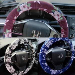 Floral Patterns Steering Wheel Covers - Handmade Cotton Steering Wheel Cover - Women Gift - Holiday Gift - Car Accessories
