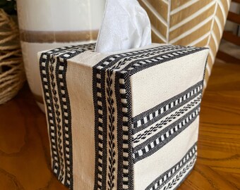 Canvas Tissue Box Cover. Square Tissue box cover. Tissue Box Cover.Fabric Tissue Cover.Unique Tissue Box Cover.Tribal Tissue Box Cover